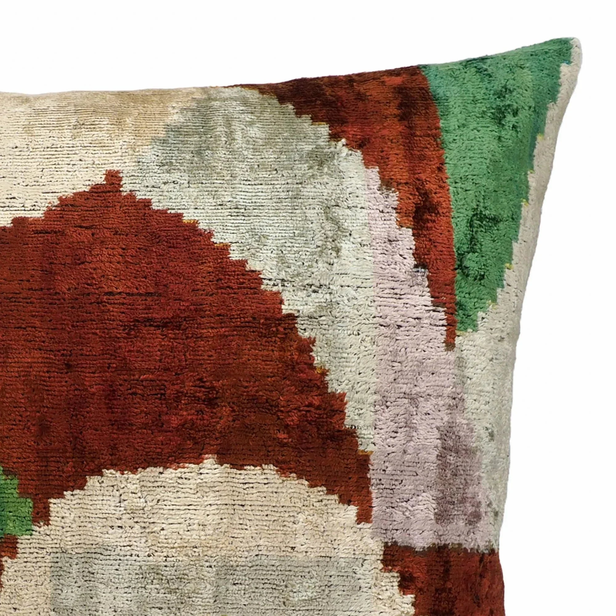 Everglades Silk Velvet Ikat Throw Pillow Cover X 20, side view - House Of Avana