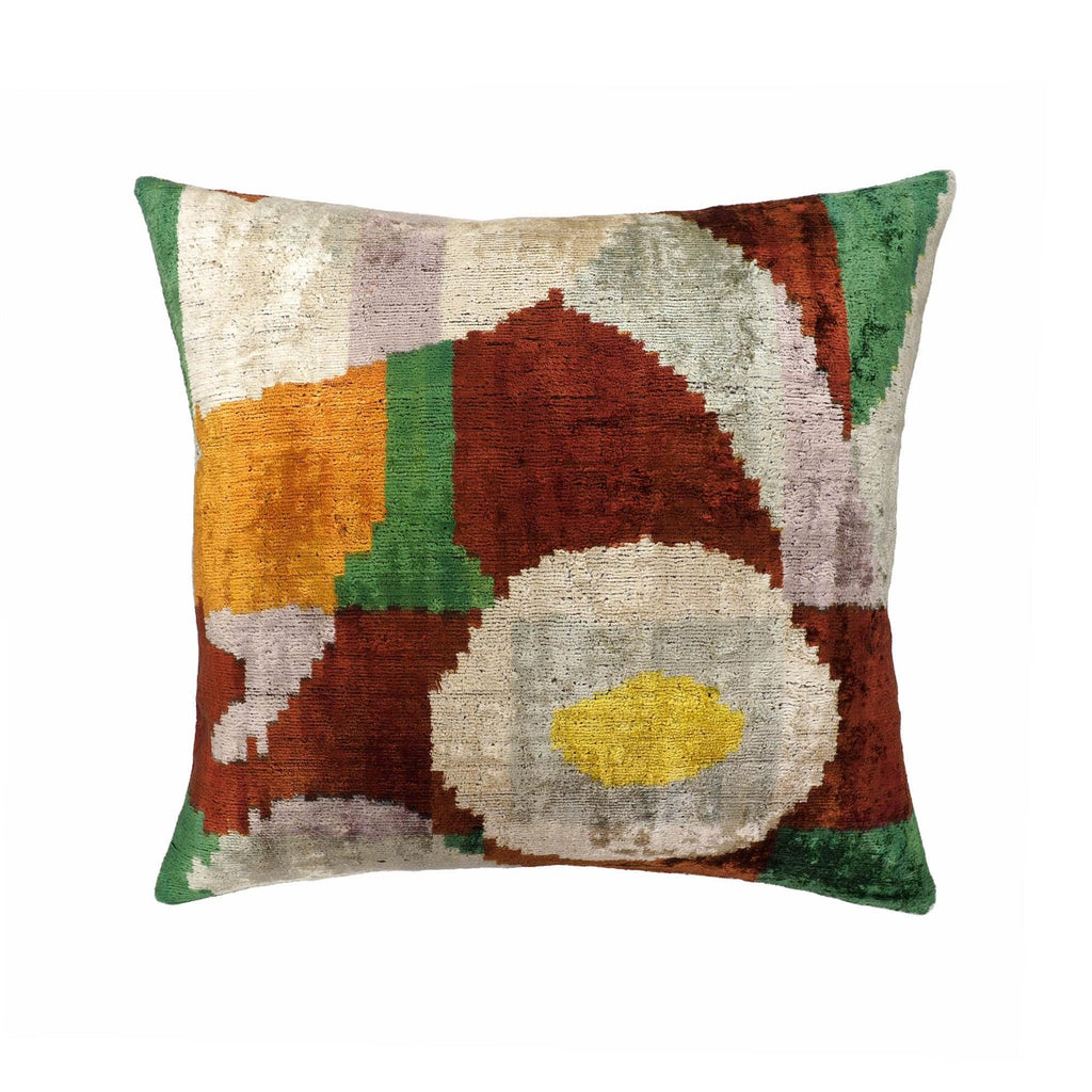 Everglades Silk Velvet Ikat Throw Pillow Cover X 20, front view - House Of Avana