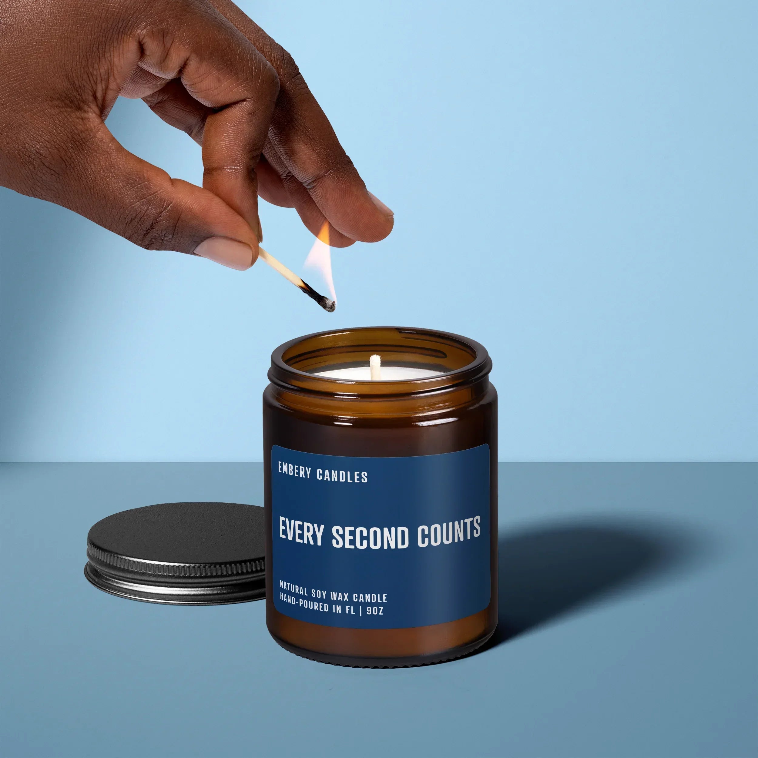 Every Second Counts | Soy Wax Scented Candle, back view - House Of Avana