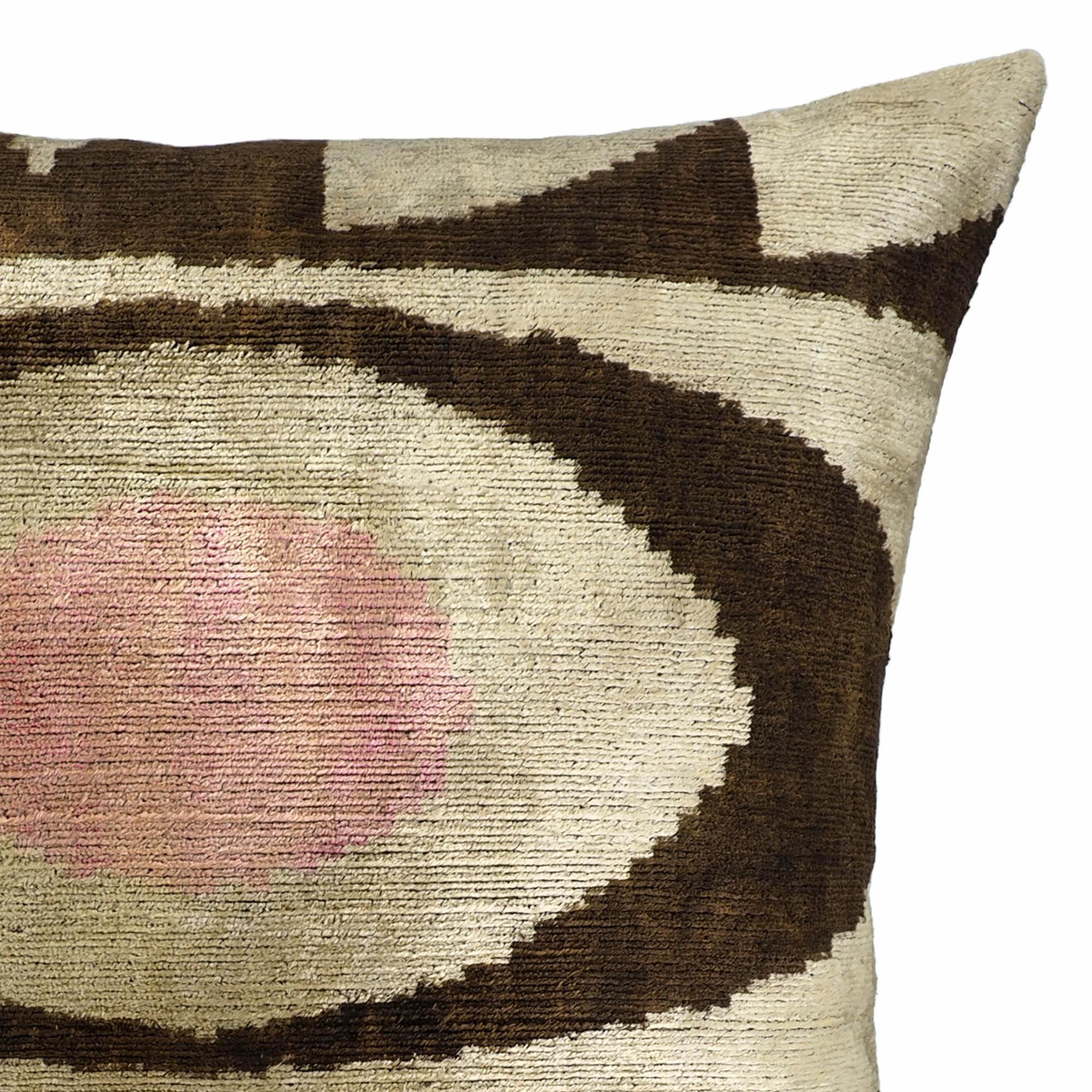 Eye of Ra Silk Velvet Ikat Throw Pillow Cover X 24, side view - House Of Avana