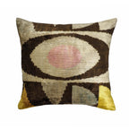 Eye of Ra Silk Velvet Ikat Throw Pillow Cover X 24, front view - House Of Avana