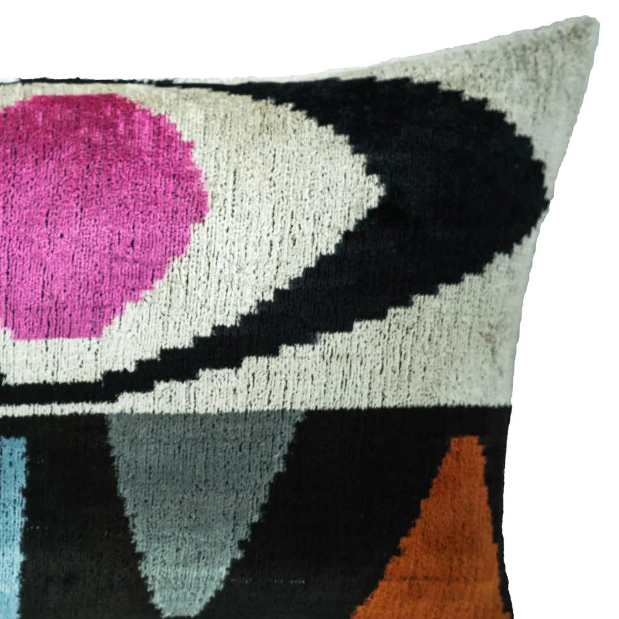 Eye of Ra Silk Velvet Ikat Throw Pillow Cover 16 X 24 Chouchou Touch