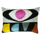 Eye of Ra Silk Velvet Ikat Throw Pillow Cover X 24, top view - House Of Avana