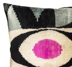 Eye of Ra Silk Velvet Ikat Throw Pillow Cover 24 X 24