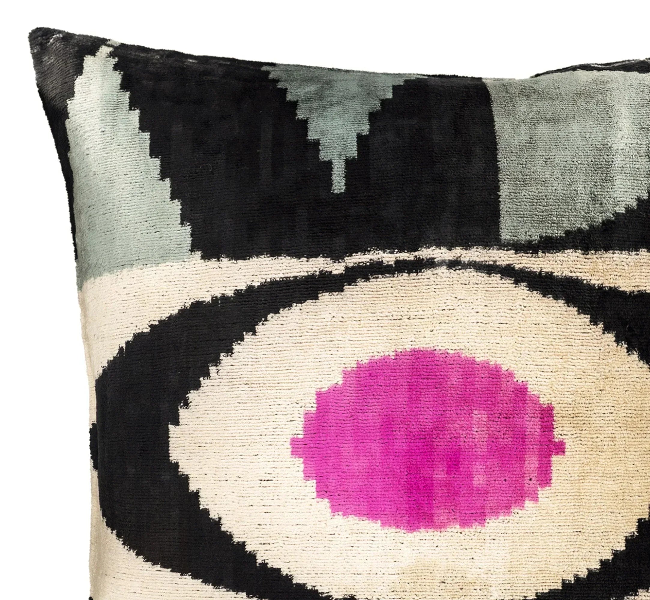 Eye of Ra Silk Velvet Ikat Throw Pillow Cover 24 X 24