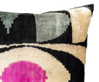Eye of Ra Silk Velvet Ikat Throw Pillow Cover 24 X 24