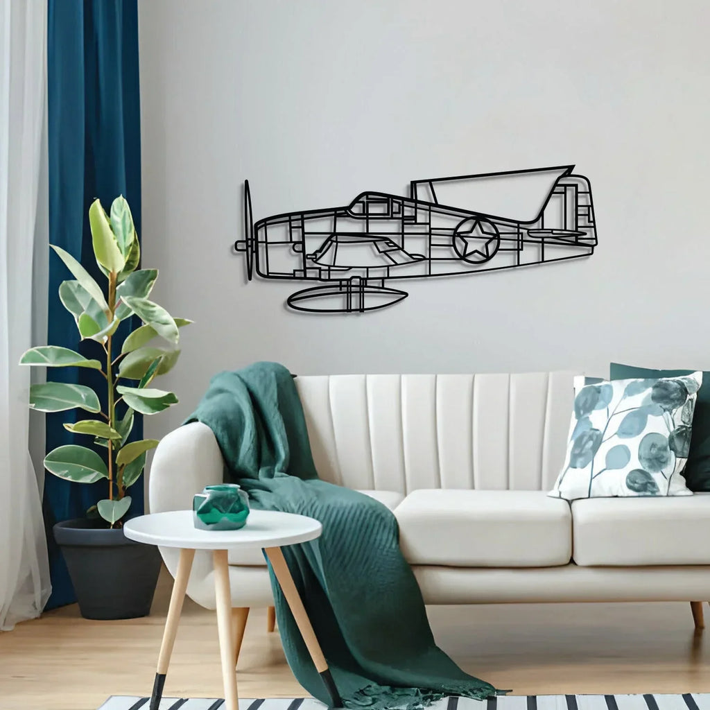 F6f-3 Hellcat Metal Aircraft Wall Art - Ncp0557, back view - House Of Avana