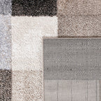 Modern Living Room Rug Fiesta Patchwork Look in Beige and Grey RugYourHome