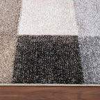 Modern Living Room Rug Fiesta Patchwork Look in Beige and Grey RugYourHome