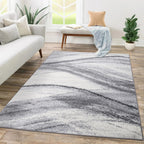 Modern Area Rug Fiesta with Artistic Waves in Grey Tones RugYourHome