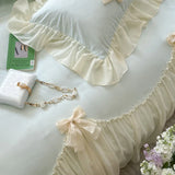 Ribbon Bow Airy Lace Bedding Set / Cream White Ever Lasting