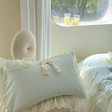 Ribbon Bow Airy Lace Bedding Set / Cream White Ever Lasting
