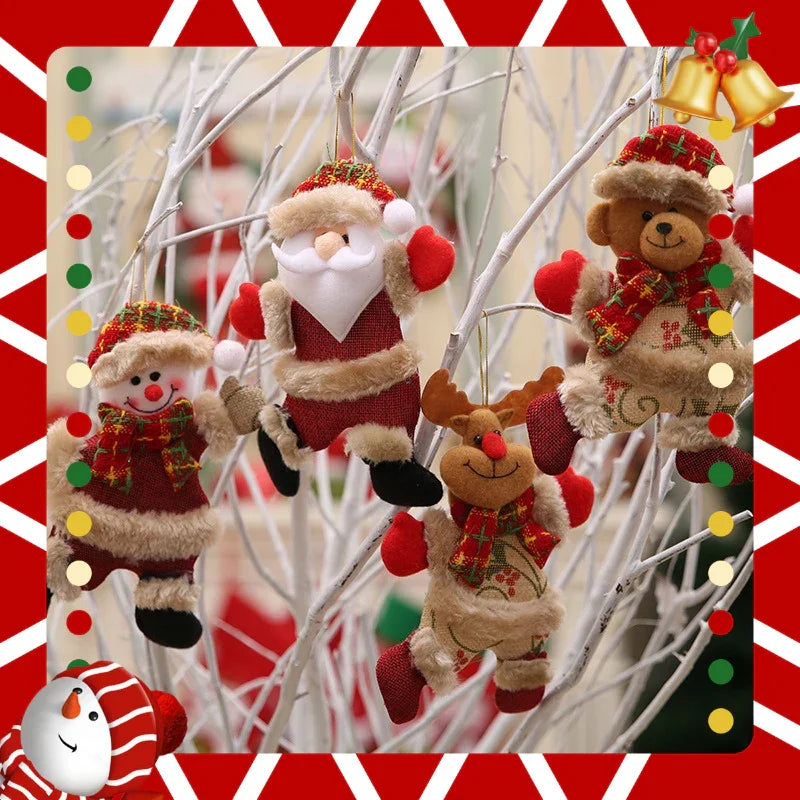Fabric Christmas Ornaments, Dancing Snowman Deer Bear Tree Decorations - House Of Avana [[SKU:HOA-SCU-244]]