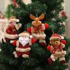 Fabric Christmas Ornaments, Dancing Snowman Deer Bear Tree Decorations - House Of Avana [[SKU:HOA-SCU-244]]