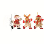 Fabric Christmas Ornaments, Dancing Snowman Deer Bear Tree Decorations - House Of Avana