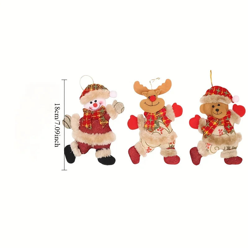 Fabric Christmas Ornaments, Dancing Snowman Deer Bear Tree Decorations - House Of Avana