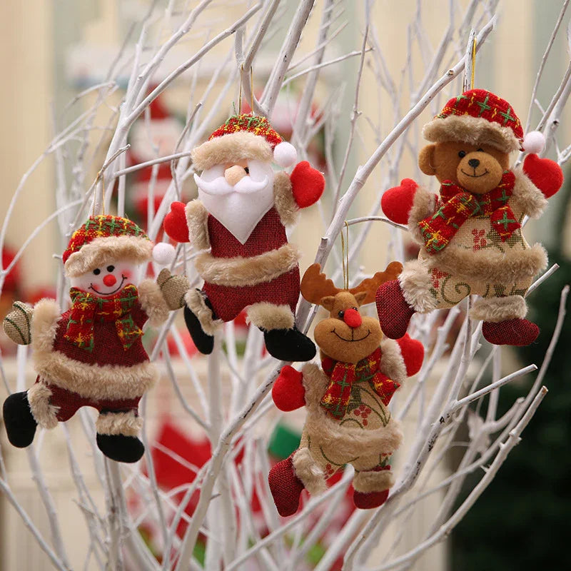 Fabric Christmas Ornaments, Dancing Snowman Deer Bear Tree Decorations - House Of Avana