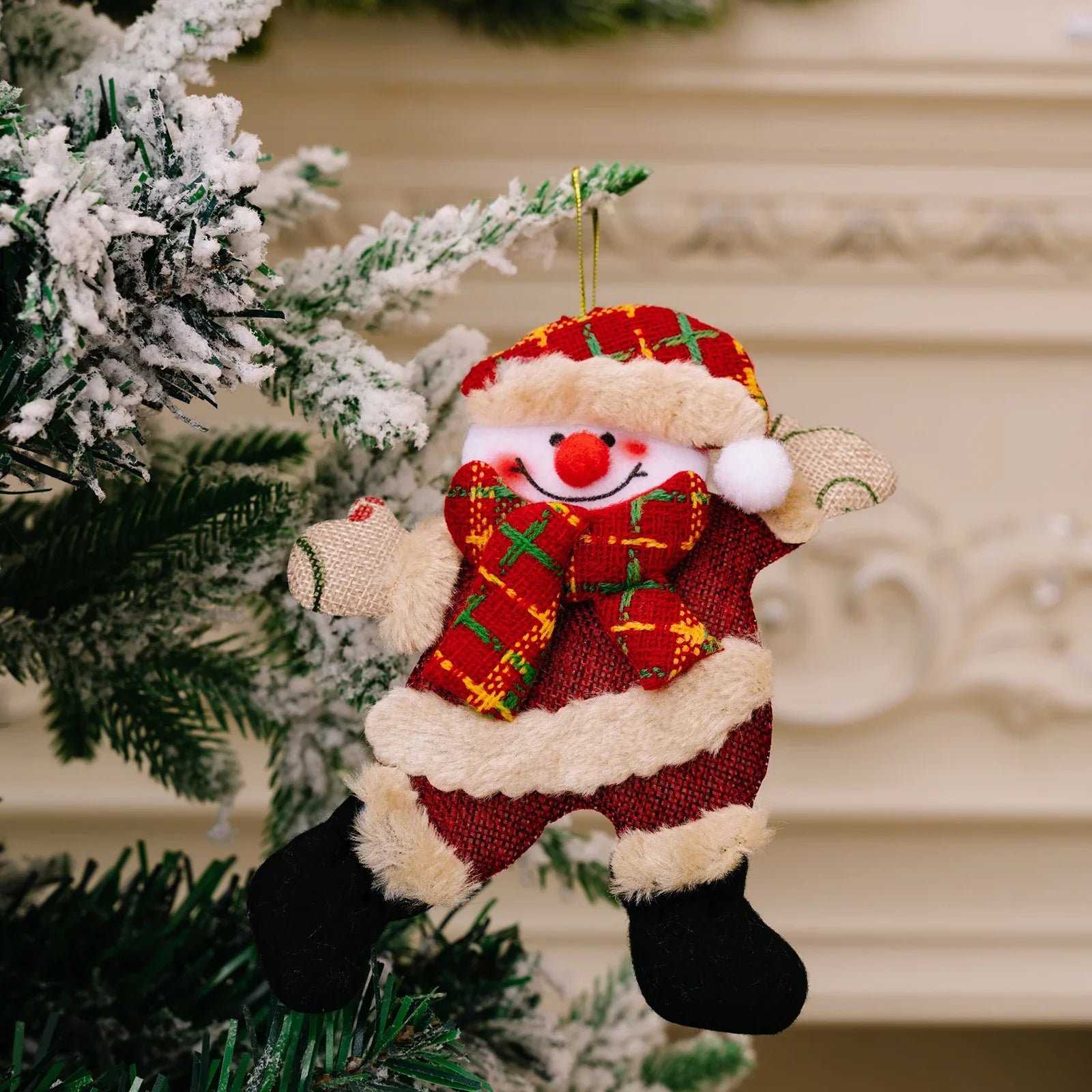 Fabric Christmas Ornaments, Dancing Snowman Deer Bear Tree Decorations - House Of Avana