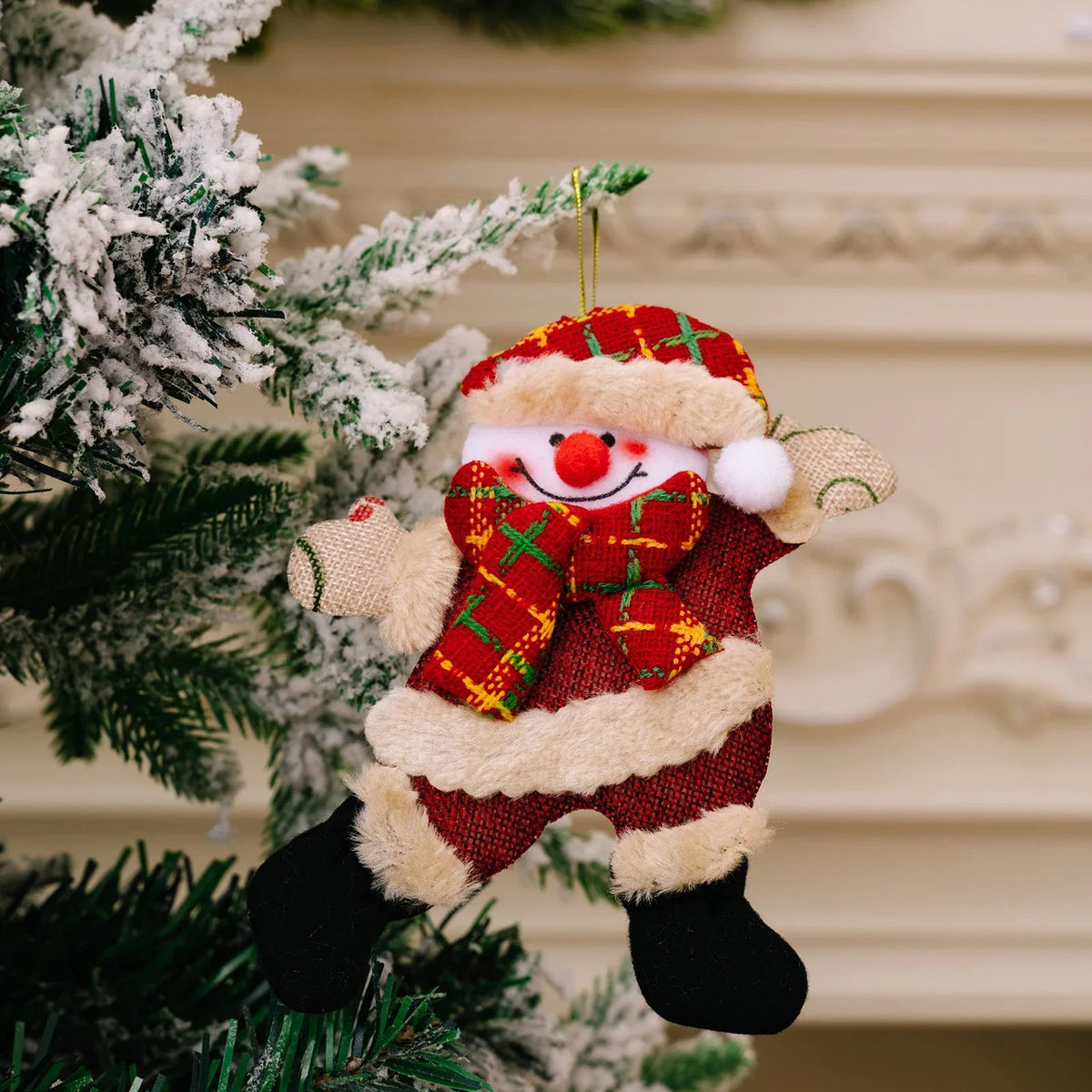 Fabric Christmas Ornaments, Dancing Snowman Deer Bear Tree Decorations - House Of Avana [[SKU:HOA-SCU-244]]