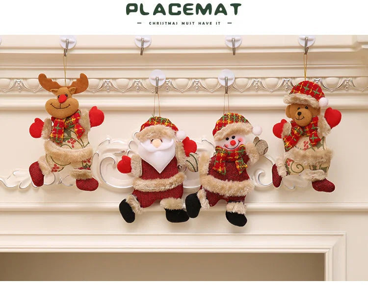 Fabric Christmas Ornaments, Dancing Snowman Deer Bear Tree Decorations - House Of Avana [[SKU:HOA-SCU-244]]
