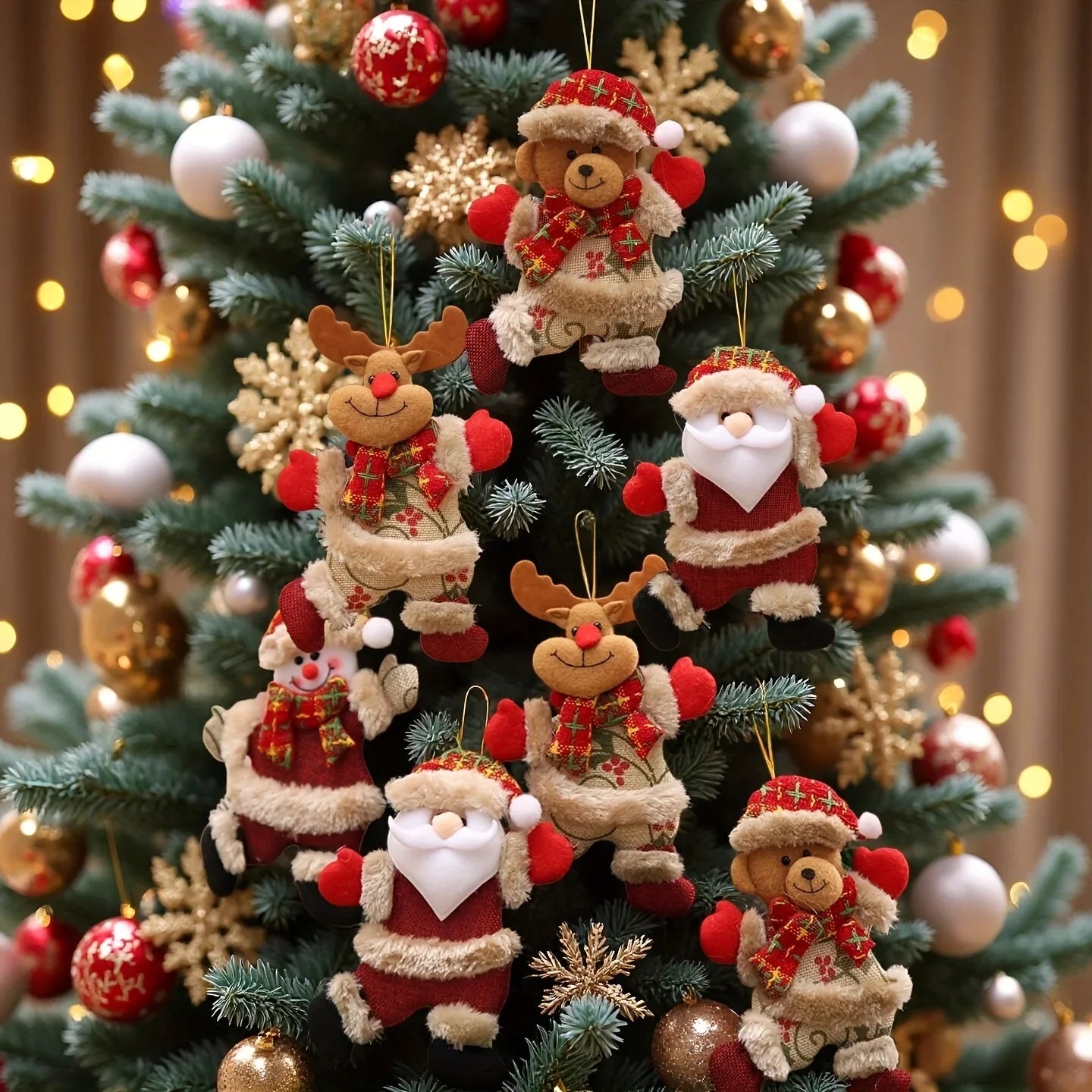 Fabric Christmas Ornaments, Dancing Snowman Deer Bear Tree Decorations - House Of Avana