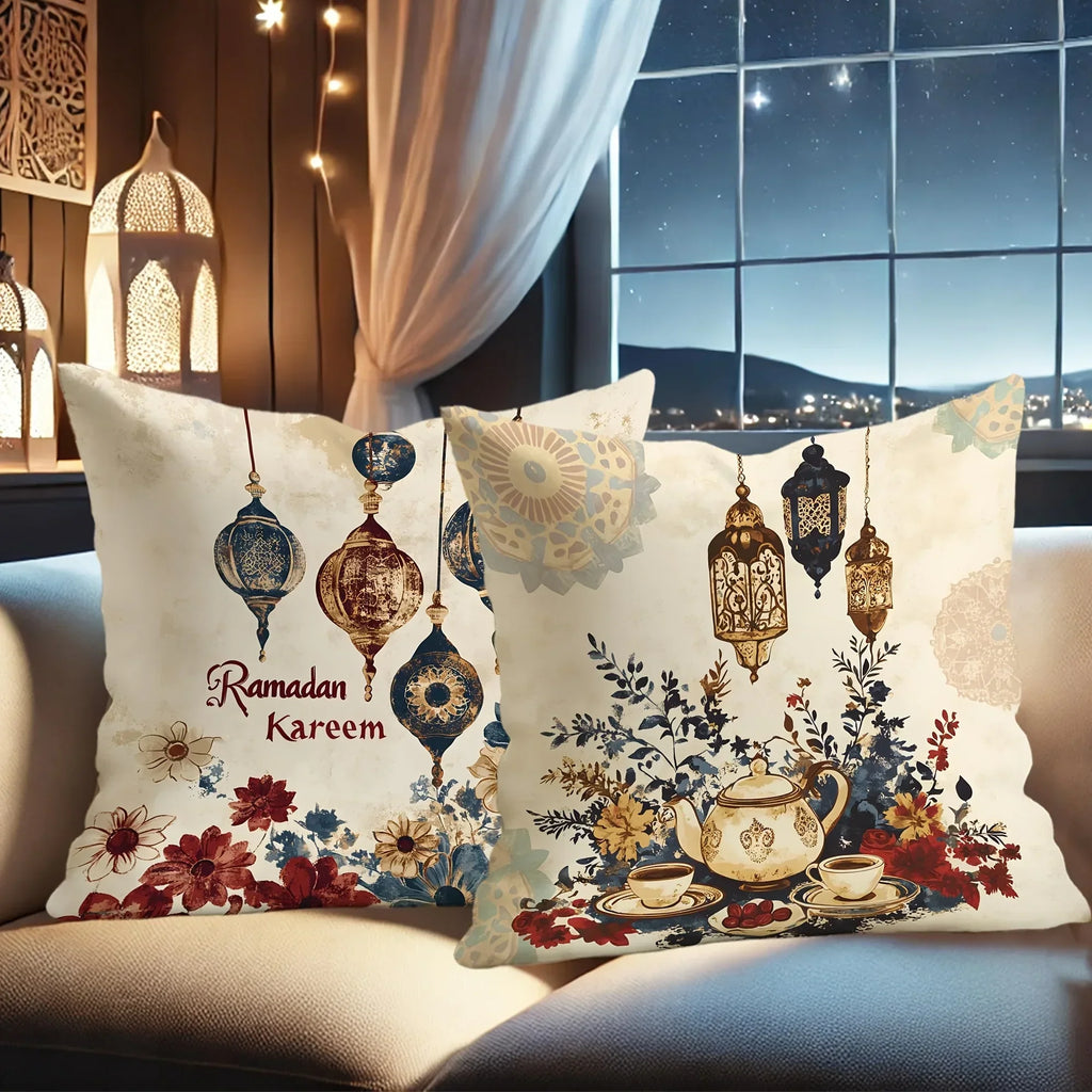 Fabric Pillow Covers - Traditional Ramadan Red/Blue/Golden