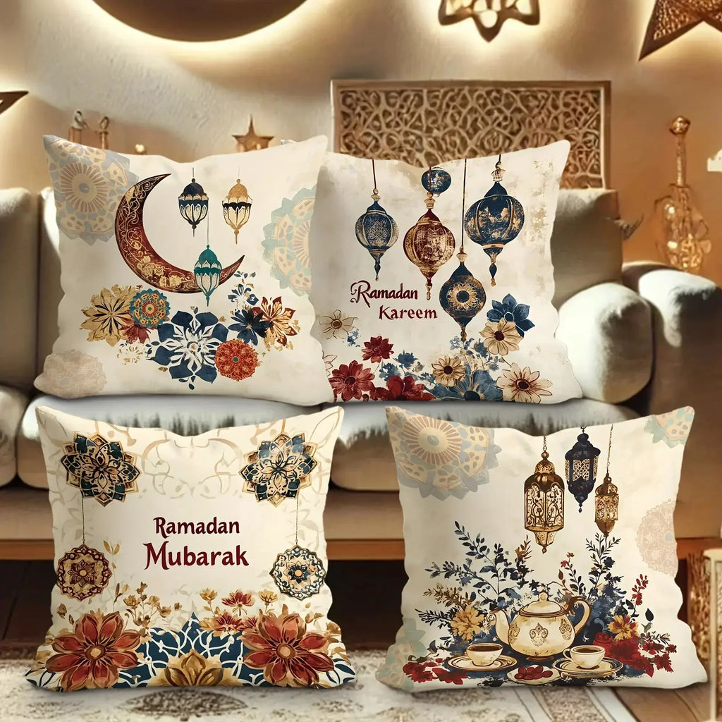 Fabric Pillow Covers - Traditional Ramadan Red/Blue/Golden