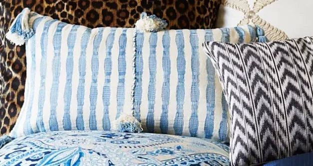 Antigua Pillow- Natural Faded Indigo 20"x20" Archive New York