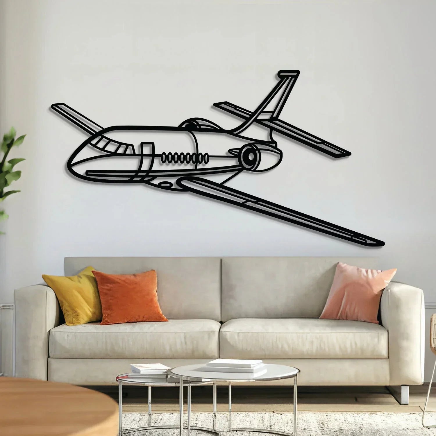 Falcon Angle Metal Aircraft Wall Art - Ncp0566, front view - House Of Avana