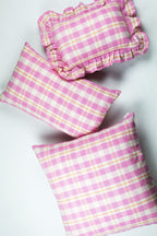 Archive NY Abigail Plaid Square Pillow in Bubblegum Archive New York