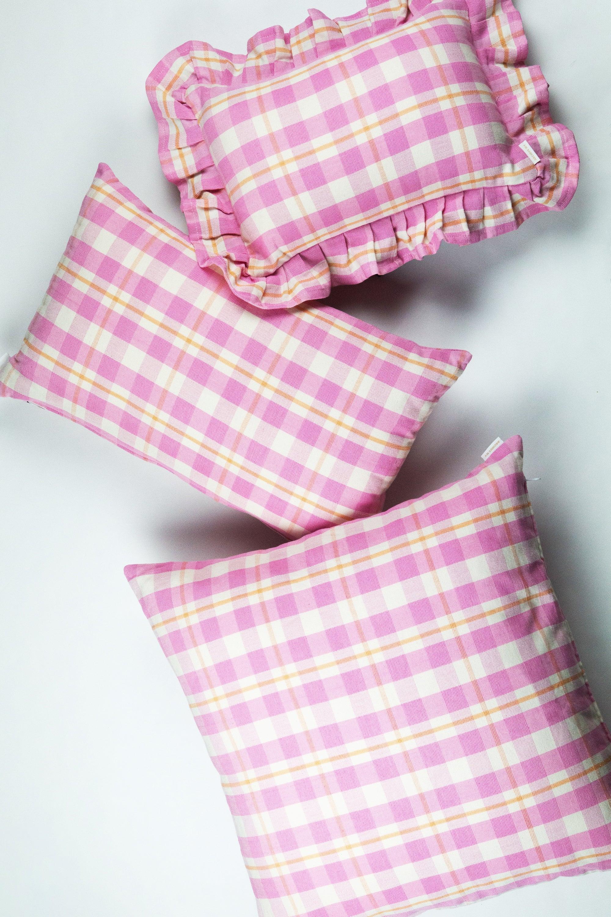 Archive NY Abigail Plaid Rectangle Pillow in Bubblegum Archive New York