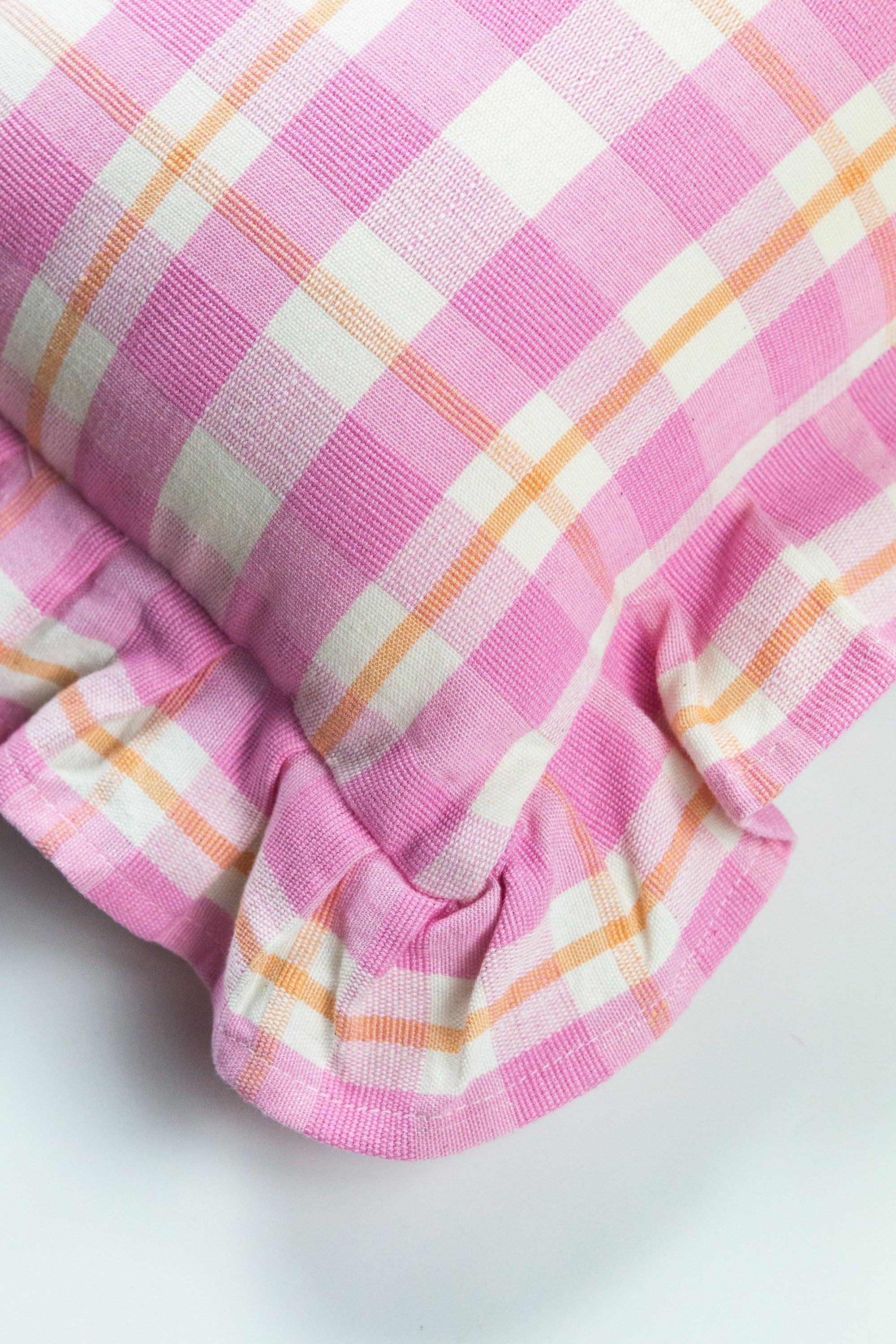 Abigail Bubblegum Pink Plaid Pillow Archive New York