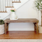 Vintage-Inspired Reclaimed Wood Folding Bench Decor Steals