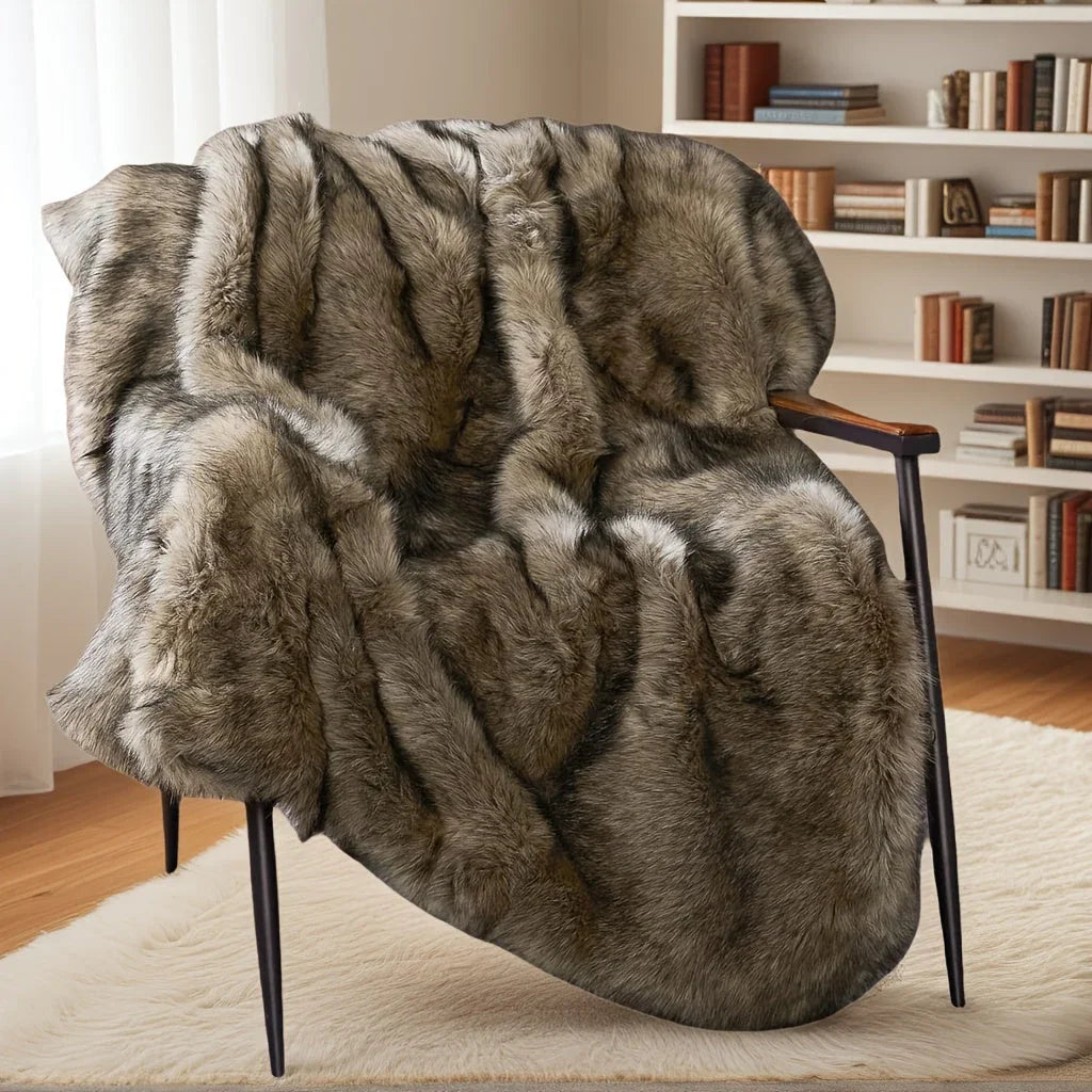 Faux Fur Blanket - Super Soft 1000gsm 60x80, in-use display - House Of Avana