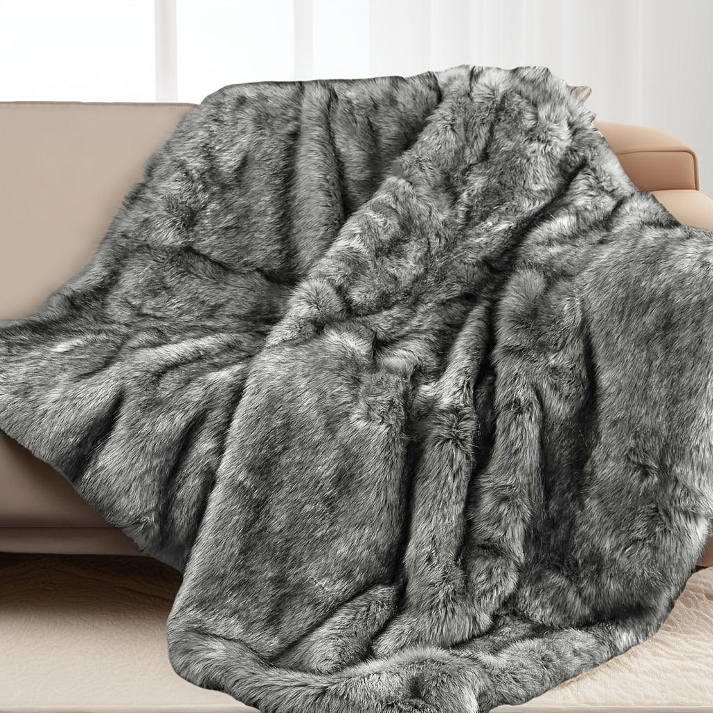 Faux Fur Blanket - Super Soft 1000gsm 60x80, alternate view - House Of Avana [[SKU:HOA-BLK-401]]