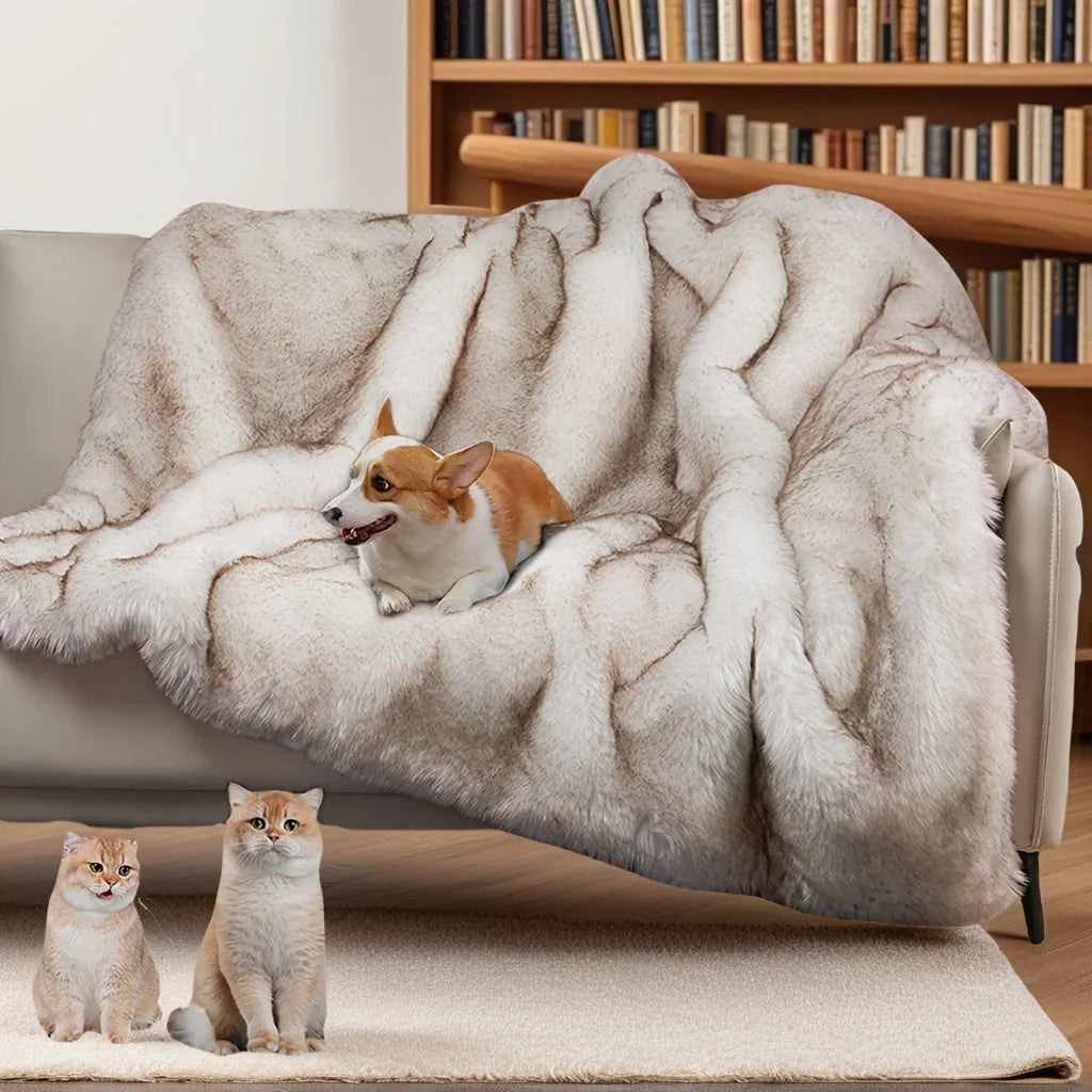 Faux Fur Blanket - Super Soft 1000gsm 60x80, back view - House Of Avana