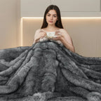 Faux Fur Blanket - Super Soft 1000gsm 60x80, side view - House Of Avana [[SKU:HOA-BLK-401]]