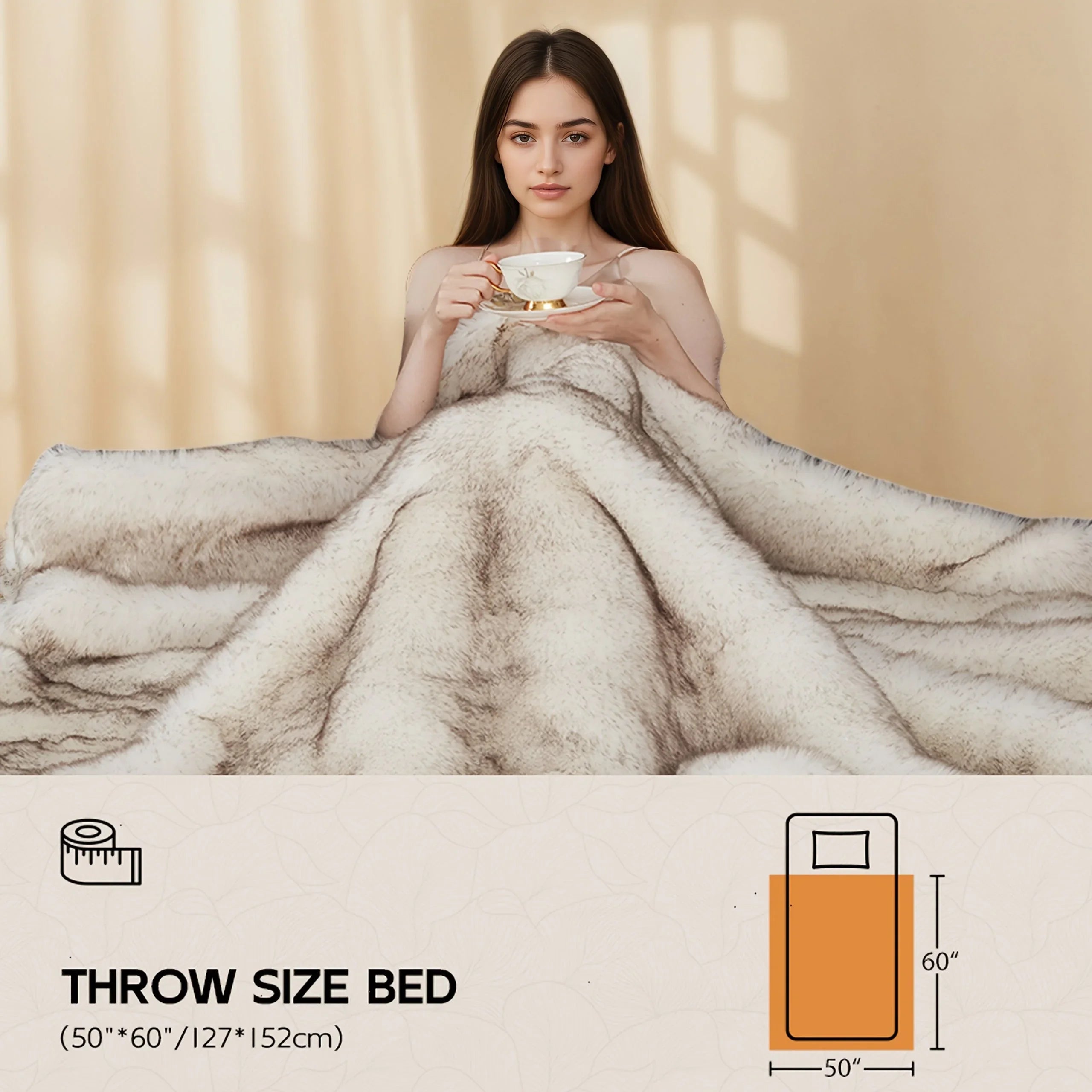 Faux Fur Blanket - Super Soft 1000gsm 60x80, detail shot - House Of Avana