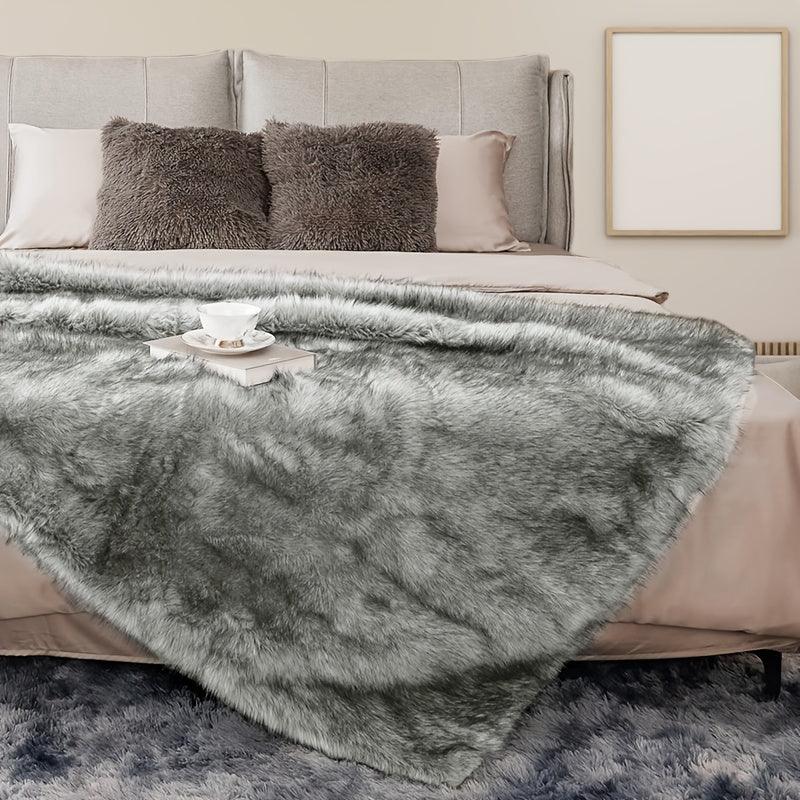 Faux Fur Blanket - Super Soft 1000gsm 60x80, angled view - House Of Avana [[SKU:HOA-BLK-401]]