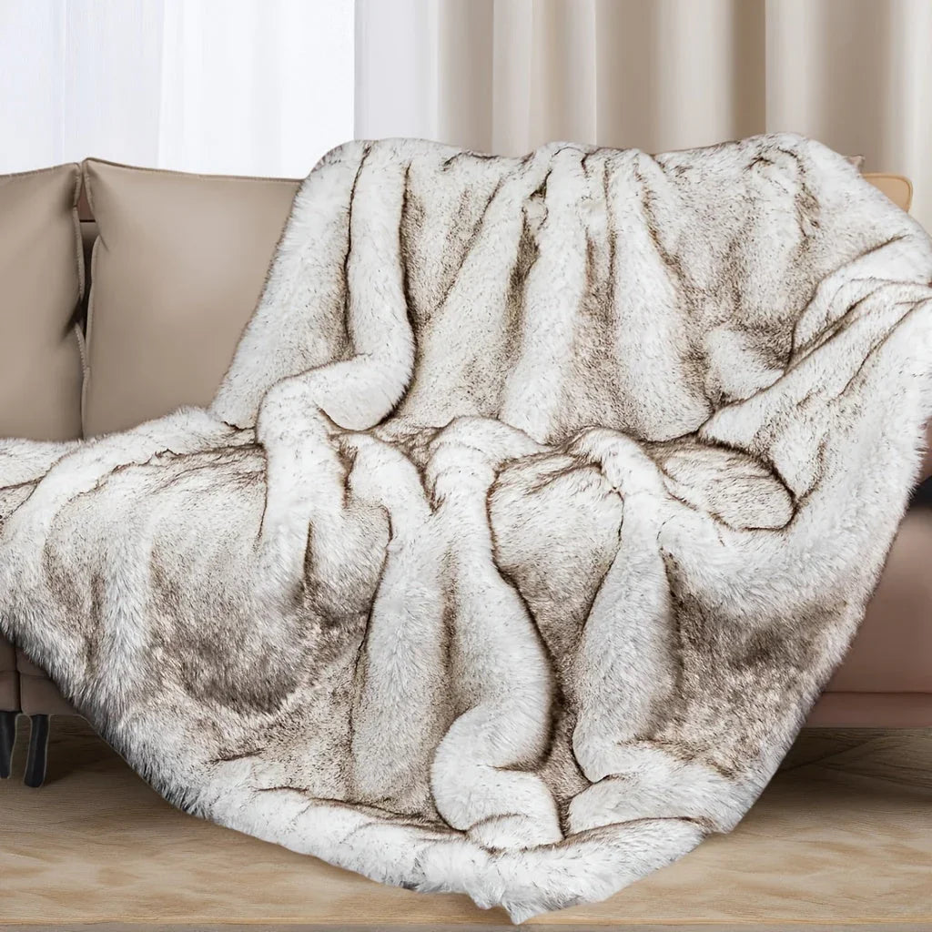 Faux Fur Blanket - Super Soft 1000gsm 60x80, front view - House Of Avana