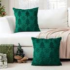 Faux Wool Christmas Tree Throw Pillow Covers, 45.72x45.72 Cm, Snowflake Design - House Of Avana
