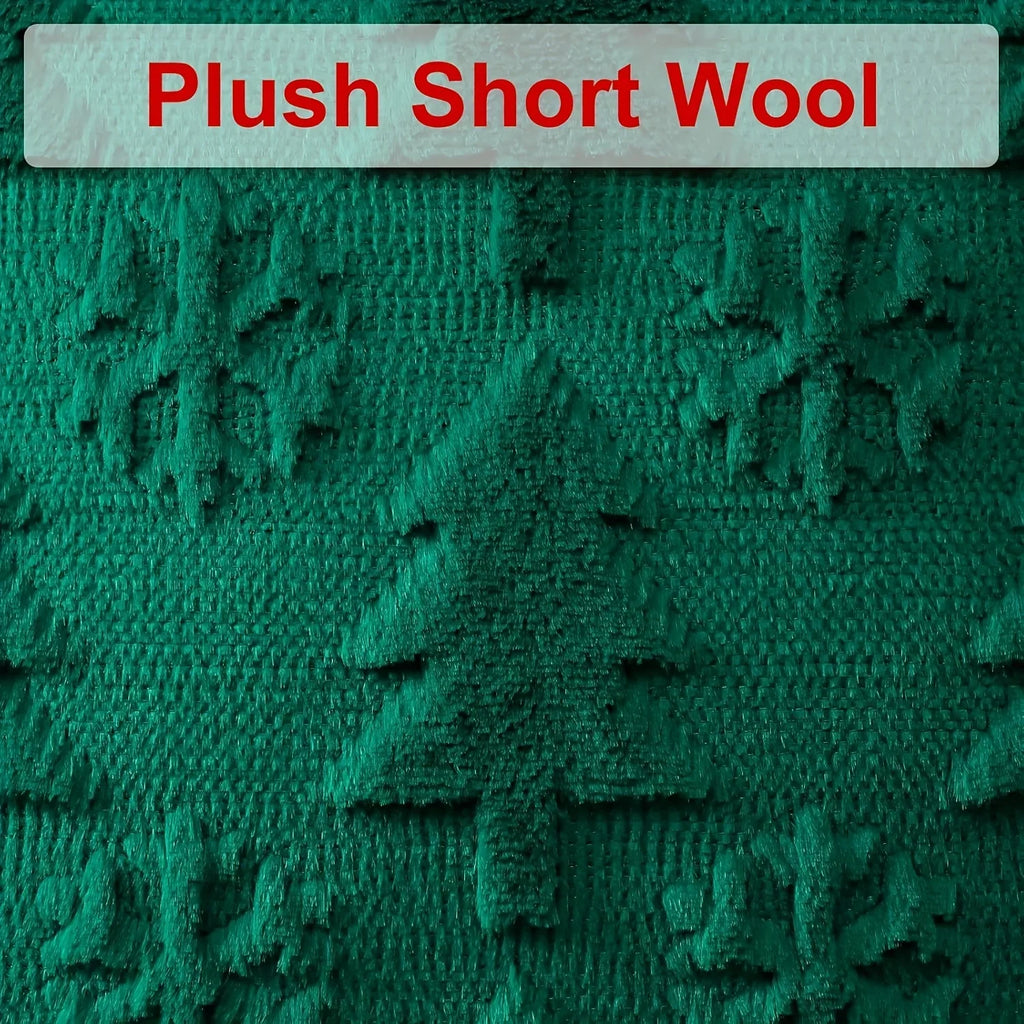 Faux Wool Christmas Tree Throw Pillow Covers, 45.72x45.72 Cm, Snowflake Design - House Of Avana