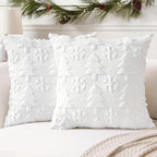 Faux Wool Christmas Tree Throw Pillow Covers, 45.72x45.72 Cm, Snowflake Design - House Of Avana