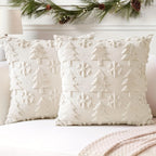 Faux Wool Christmas Tree Throw Pillow Covers, 45.72x45.72 Cm, Snowflake Design - House Of Avana