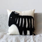African Modern Boho Felted Decorative Pillow: Animal Zebra Jungle Wool Throw Pillow - House Of Avana