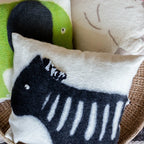 African Modern Boho Felted Decorative Pillow: Animal Zebra Jungle Wool Throw Pillow - House Of Avana