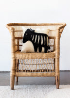 African Modern Boho Felted Decorative Pillow: Animal Zebra Jungle Wool Throw Pillow - House Of Avana