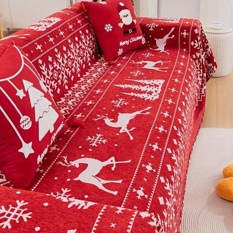 Festive Red Christmas Sofa Cover | Slipcovers for Couches (1-4 Seats) - House Of Avana