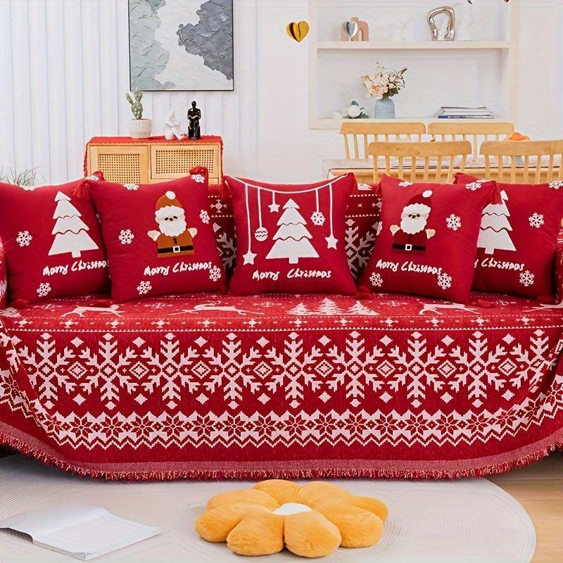 Festive Red Christmas Sofa Cover | Slipcovers for Couches (1-4 Seats) - House Of Avana
