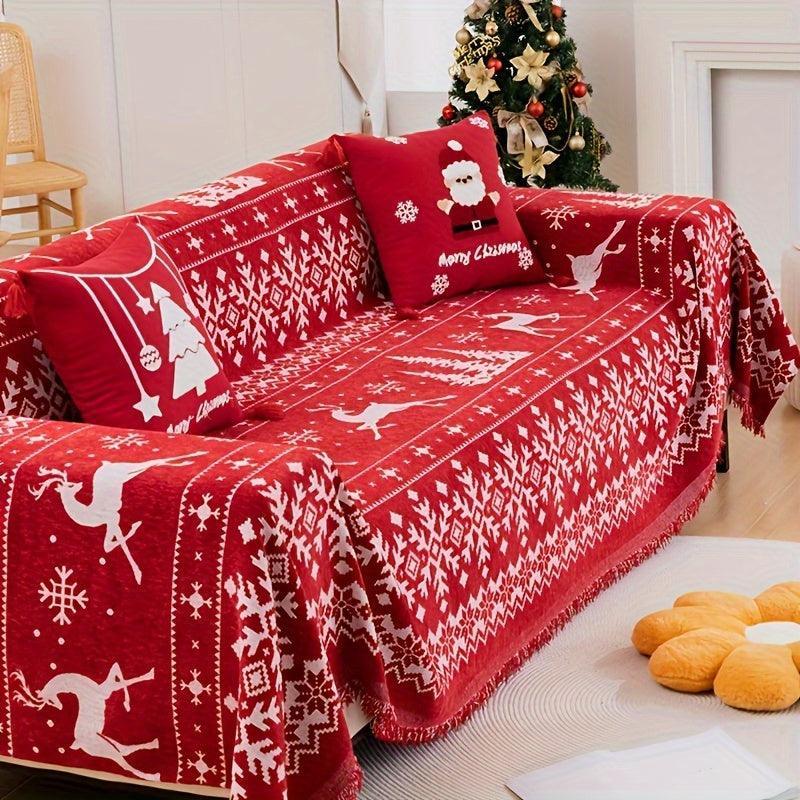 Festive Red Christmas Sofa Cover | Slipcovers for Couches (1-4 Seats) - House Of Avana